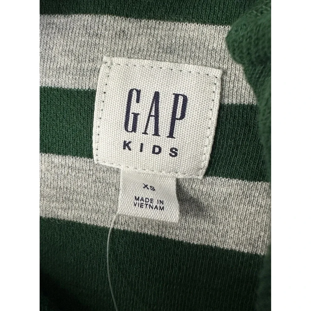 NWT GAP‎ Boys Half Zip Green White Stripe Sweater / Kids XS
